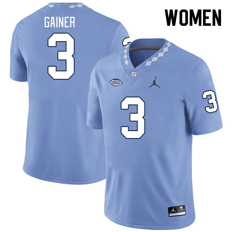 Women #3 Amari Gainer North Carolina Tar Heels College Football Jerseys Stitched-Carolina Blue